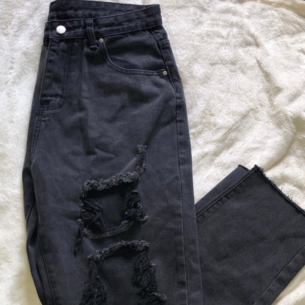 Black denim mom jeans